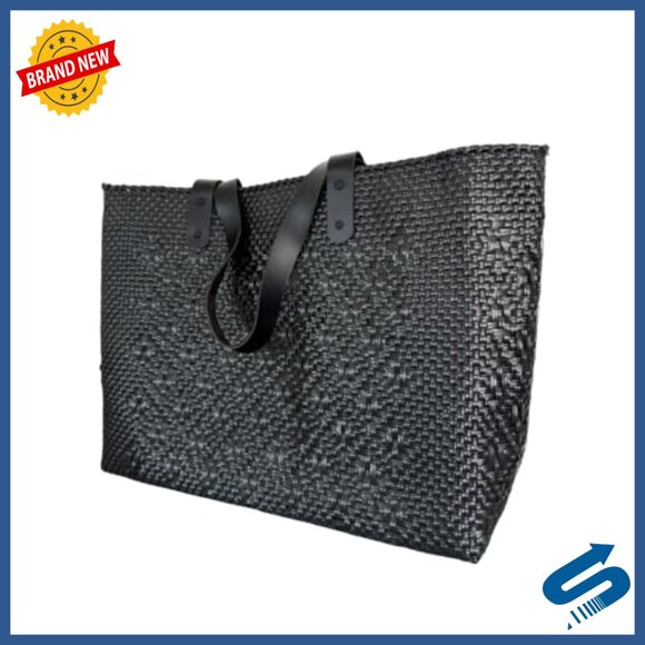 Large Recycled Plastic Tote Bag, Handwoven Mexican Artisan Beach Bag - Picture 3 of 7